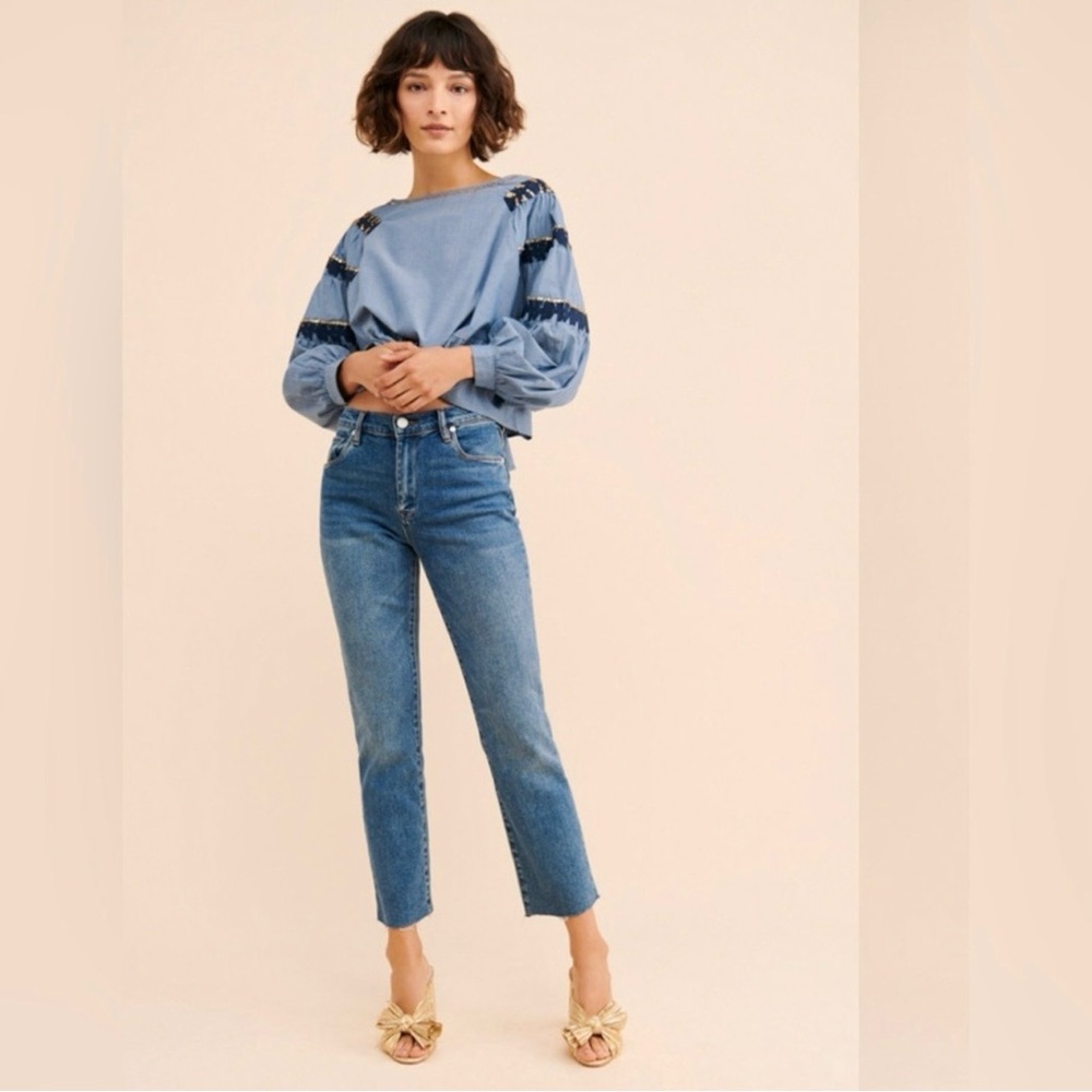 ✨ BLANK NYC ✨ The Madison High Rise Crop Jeans Raw Hem Size 27